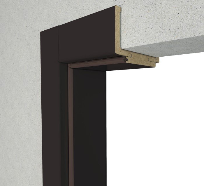Laminuota durų stakta VOSTER, reguliuojama, su apvadais, komplektas, kairė, spalva Black matt, 100-140x80x2109 mm, 2 vnt., 100-140x80x784 mm, 1 vnt.