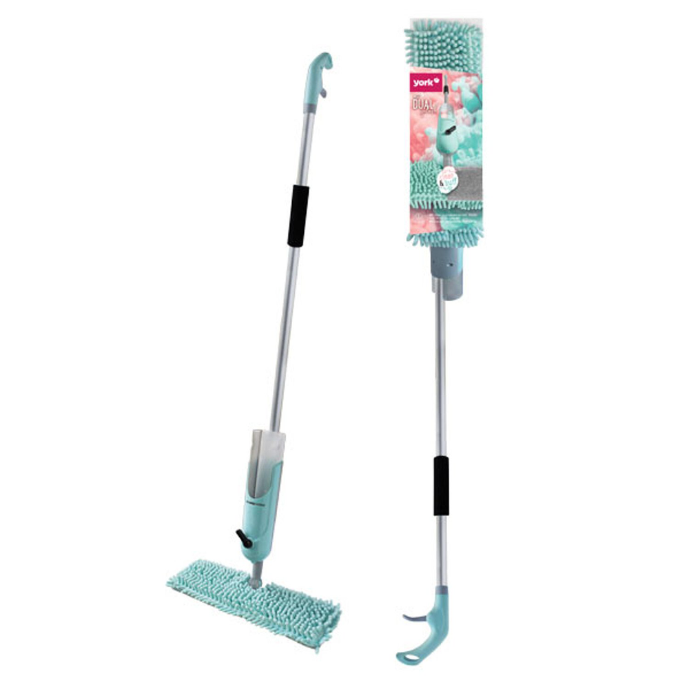 Grindų šluota su purkštuvu YORK DUAL SPLASH, dvipusė, su šluoste, 120 cm