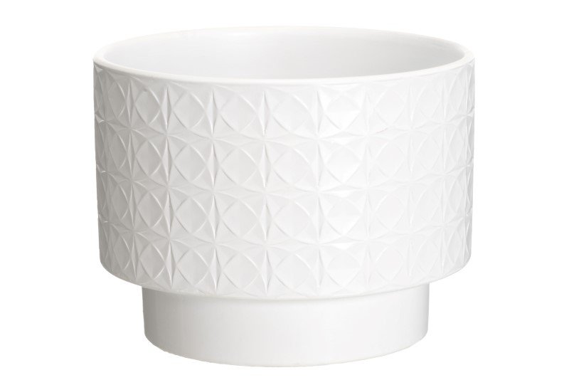 Kambarinis keraminis vazonas 4Living Tripoli, baltos sp., 20 x 20 x 15,5 cm.