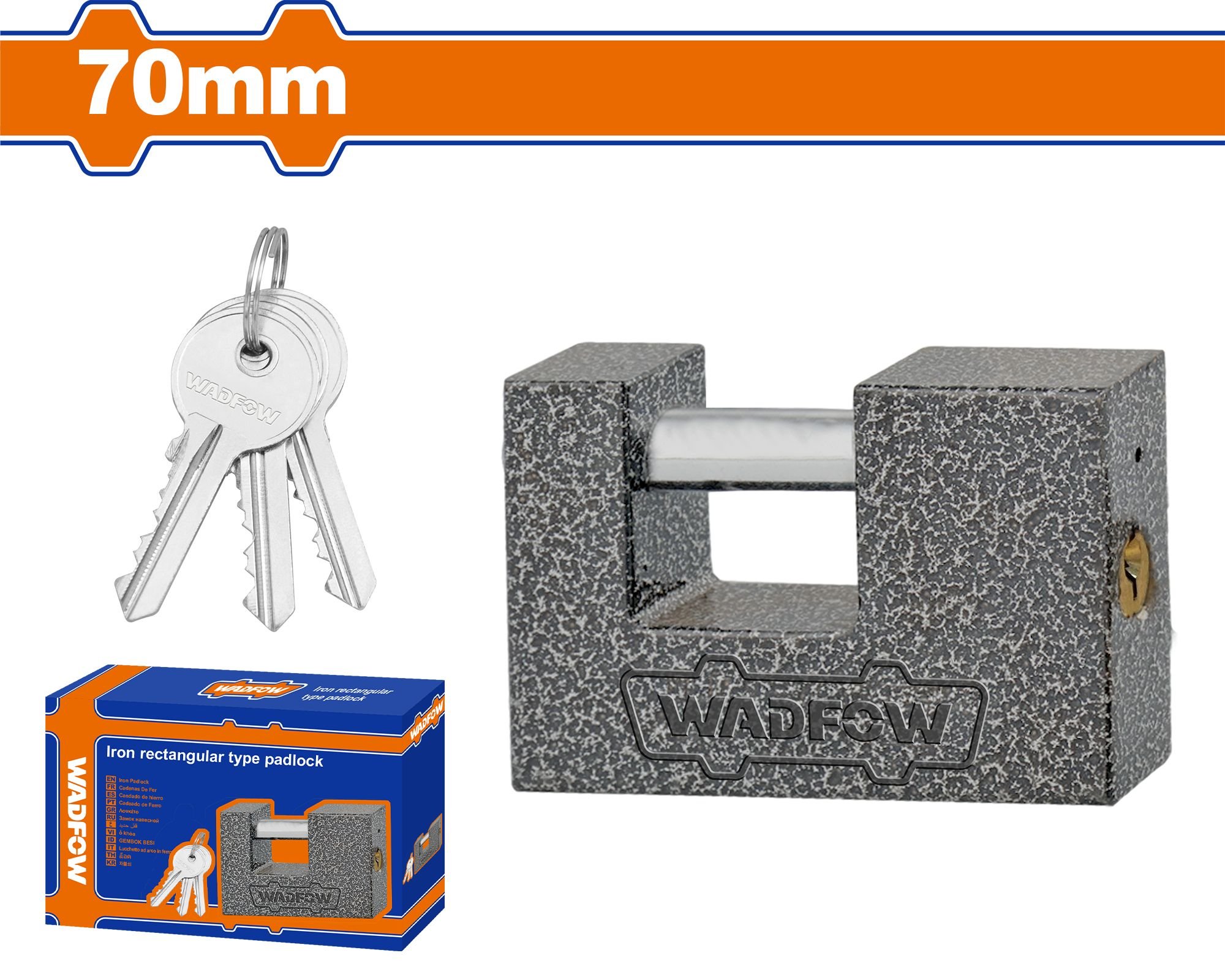 Pakabinama spyna WADFOW, 3 raktai, geležinė, 70 mm, WPD7570