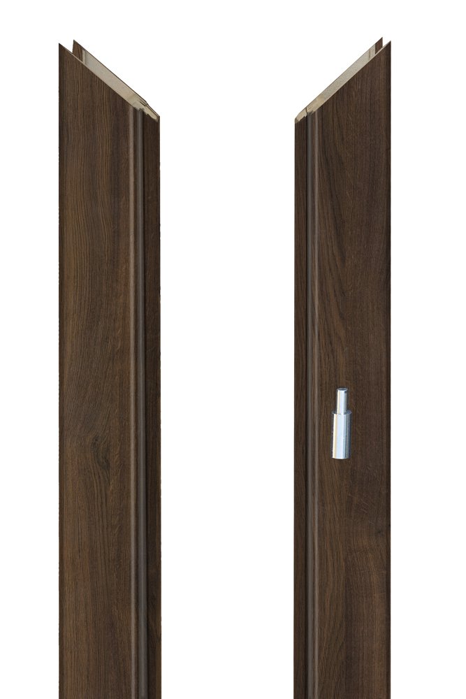 Laminuota durų stakta VOSTER, reguliuojama, su apvadais, kompl. durų varčiai, dešininė, spalva Oak, matmenys 100-140 x 80 x 2109 mm, 2 vnt., 110-140 x 80 x 684 mm, 1 vnt.
