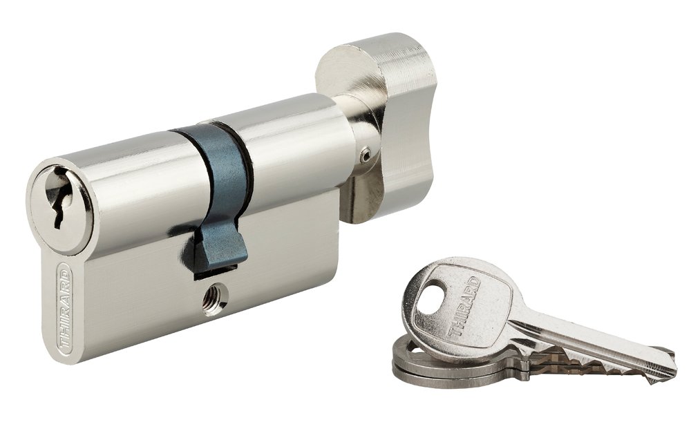 Spynos cilindras THIRARD, SA, su užsuktuku, 3 raktai, nikelis, 30x30mm, 193615