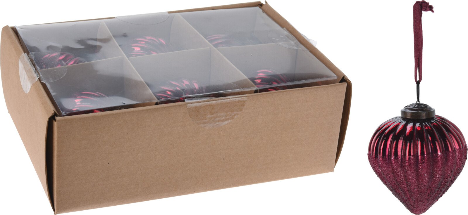 Eglutės žaisliukas, stiklinis, bordinės sp., 8 x 8 x 8 cm