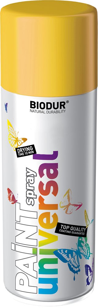 Universali aerozolinė emalė BIODUR, geltona (RAL1023), 400 ml