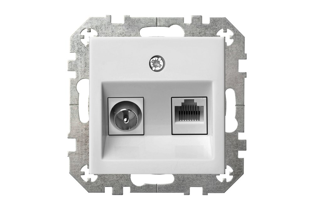 Televizijos antenos ir kompiuterio lizdas LIREGUS Epsilon, 2 vietų, įleidžiamas, baltos sp., ITVKL-1-01.E/B  