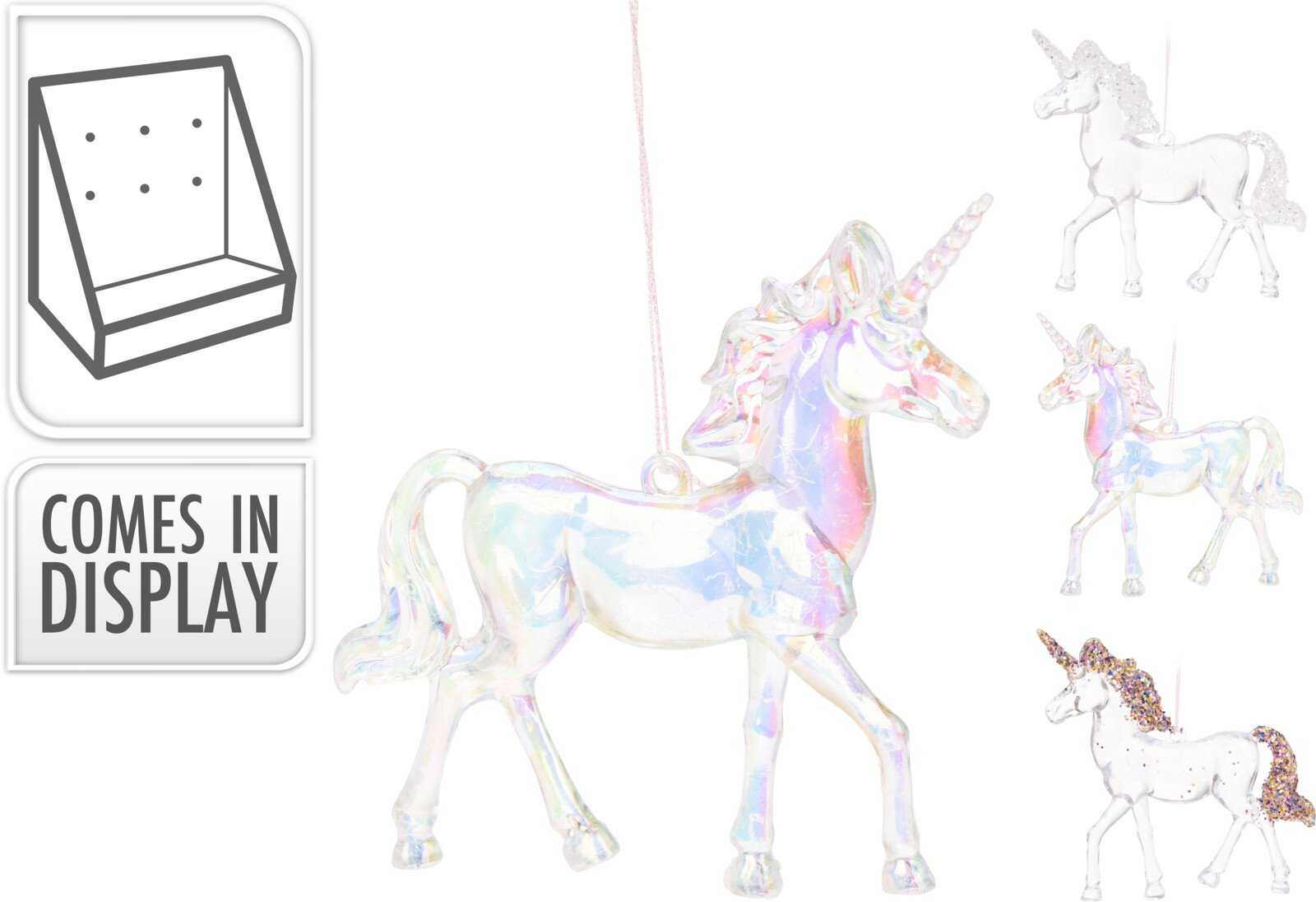 Eglutės žaisliukas Vienaragis, 3 skirtingi dizainai, 1 vnt., 12 cm