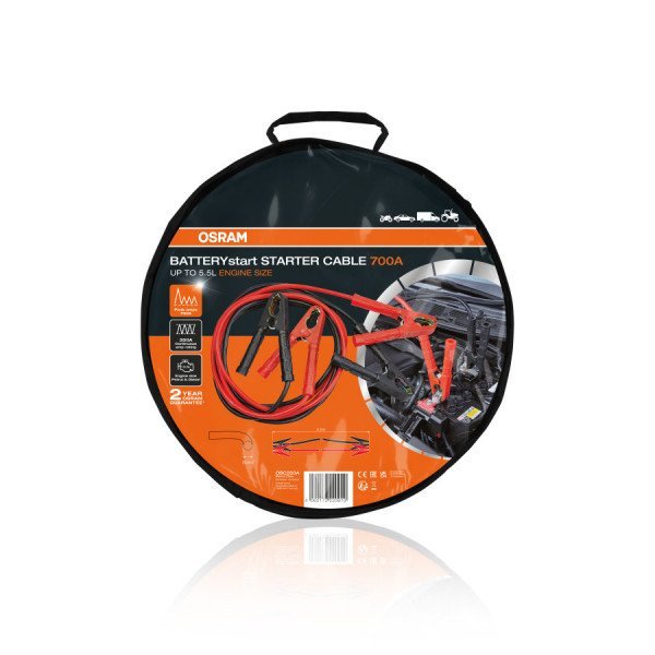 Laidai akumuliatoriaus užvedimui OSRAM, 12/24V, 700Amp, 3,5m, tinka automobiliams su 5,5L ir silpnesniais varikliais