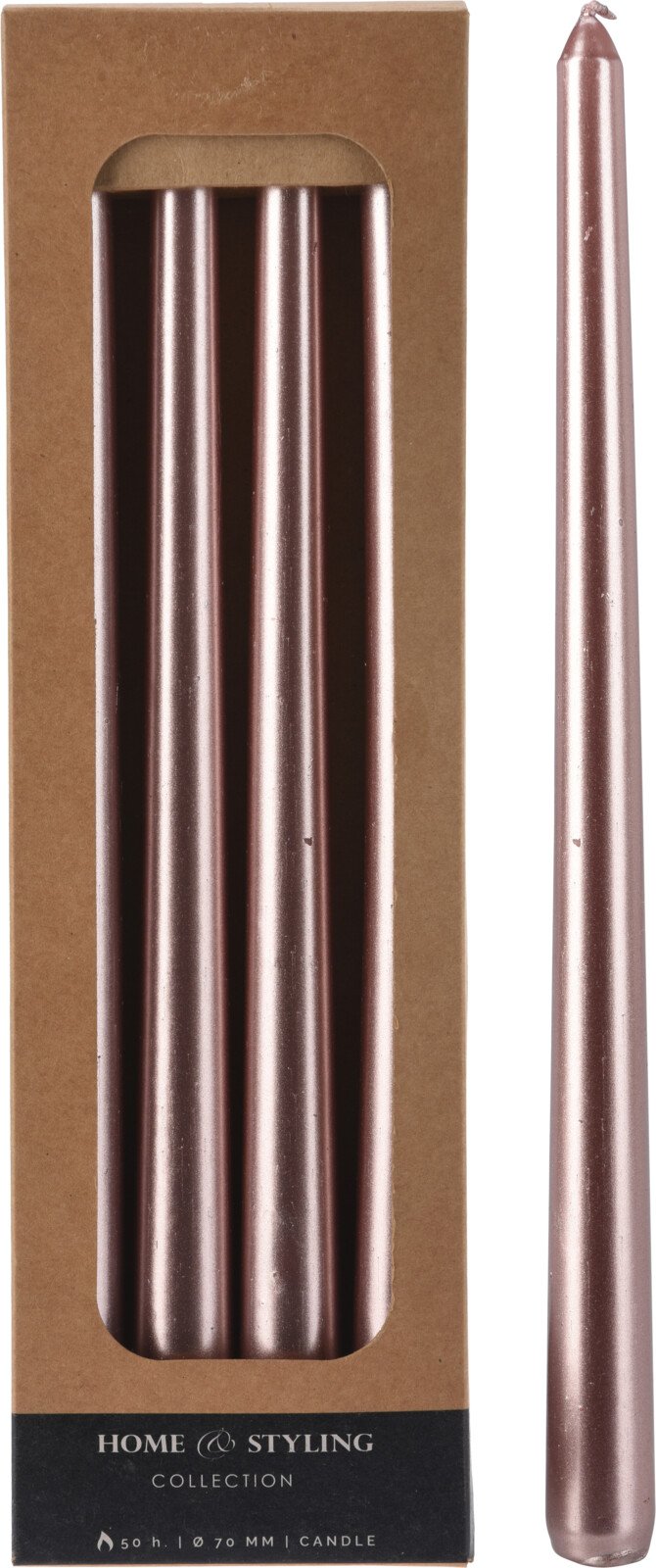 Žvakių rinkinys, 4 vnt., rausvos sp., ilgis 30 cm