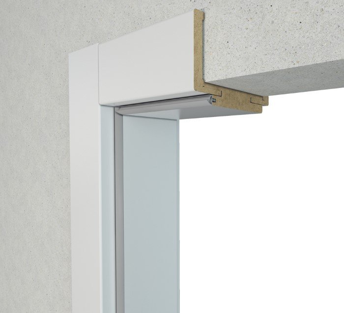 Laminuota durų stakta VOSTER reguliuojama, su apvadais, kompl., kairė, spalva White matt, matmenys 100-140x80x2109mm, 2vnt., 100-140x80x784mm, 1vnt.