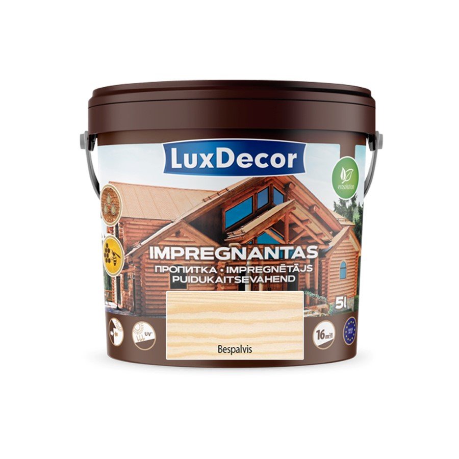 Impregnantas medienai LUXDECOR, (01) bespalvis, laukui ir vidui, 5 l