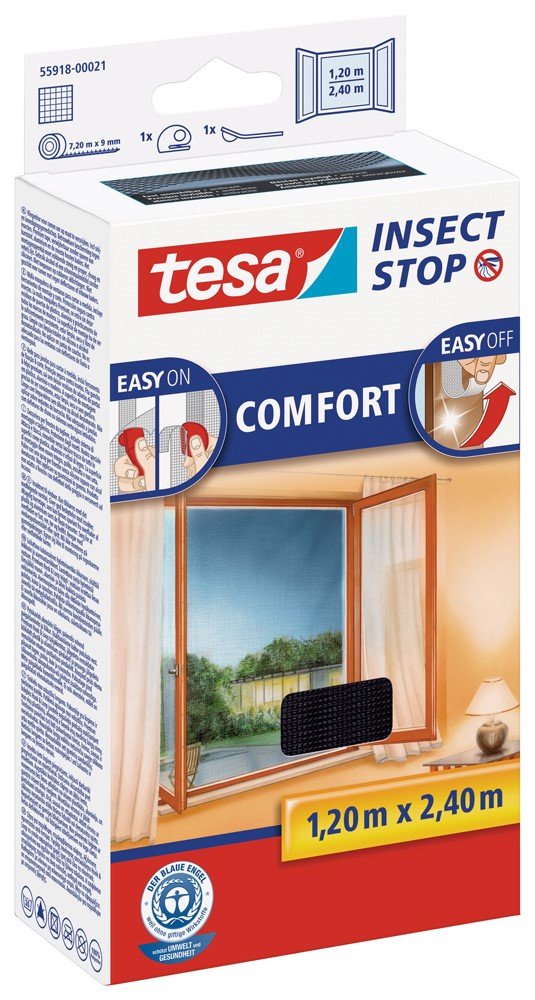 Apsauginis tinklelis nuo vabzdžių TESA Comfort 55918, 1,2 x 2,4 m, juodos sp.