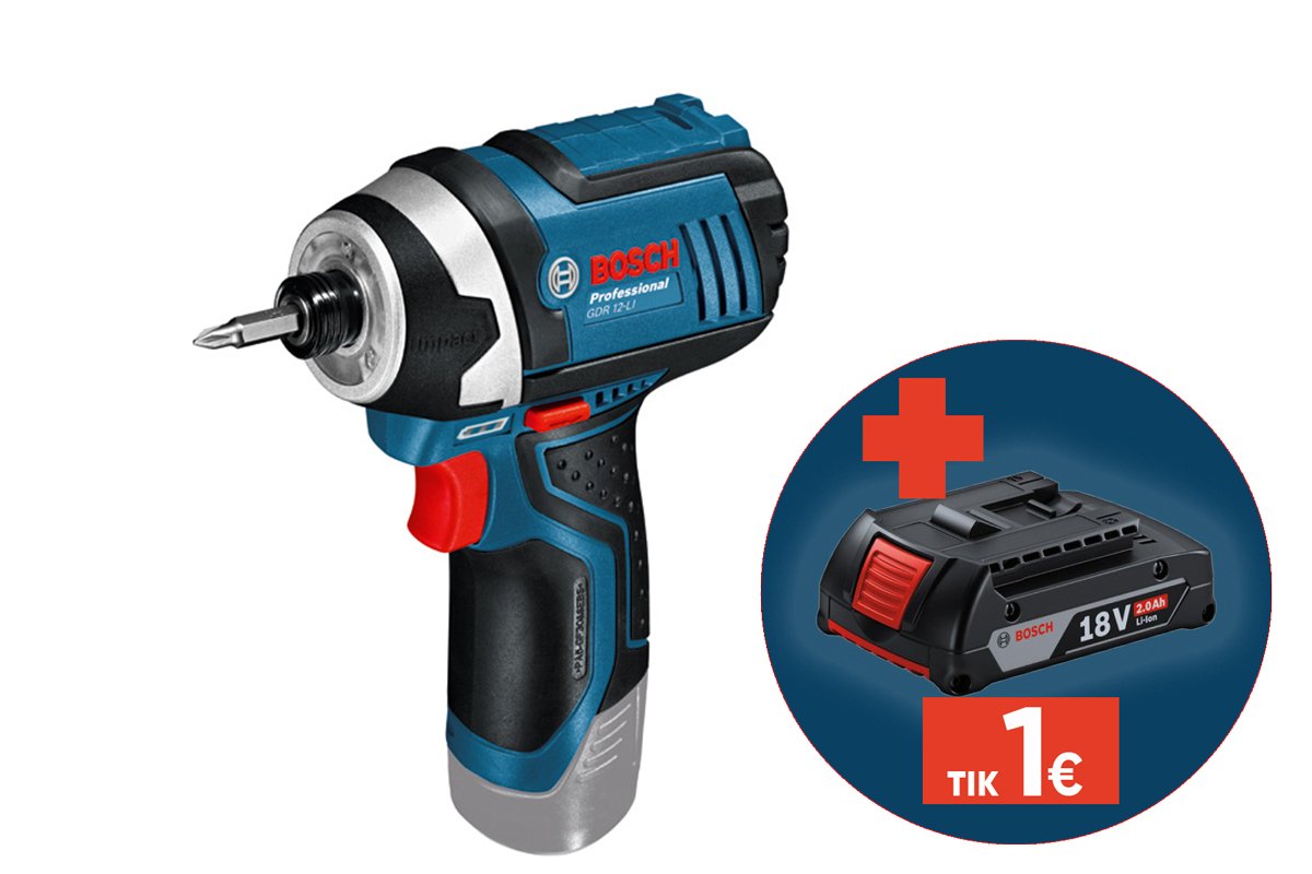 Akumuliatorinis suktuvas BOSCH Professional GDR, 12V-105 SOLO, sukimo momentas 105 Nm, 1/4" griebtuvas, 06019A6901, be akumuliatoriaus ir kroviklio