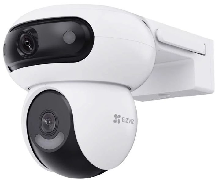 Išmanioji lauko kamera EZVIZ CS-H90, objektyvas 2,8 mm, 6 mm, raiška 4 MP + 4 MP (2880x1620), naktinis matymas lauke iki 40 m, WDR, Wi-Fi arba RJ45, SD kortelė iki 512 GB, IP65