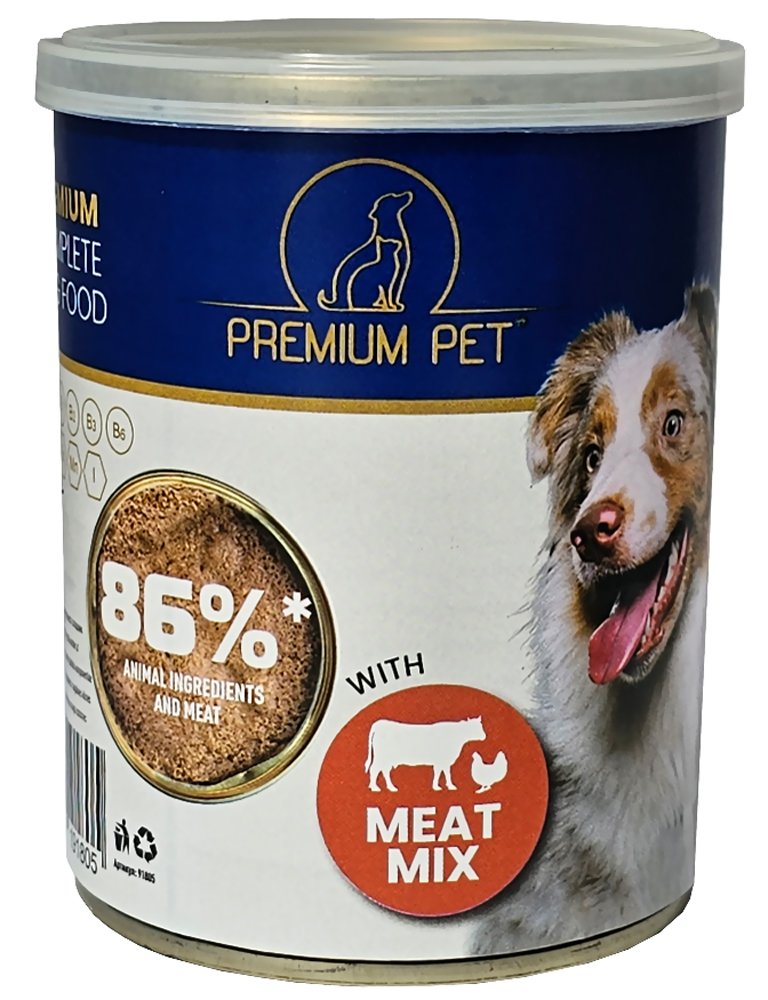 Konservuotas šunų ėdalas Premium Pet, mėsos paštetas, mėsos mišinys, 415g