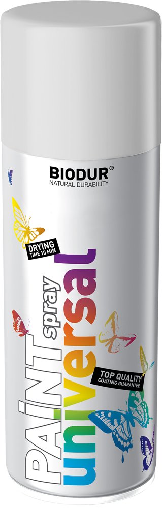 Universali aerozolinė emalė BIODUR, sidabrinė (RAL9006), 400 ml