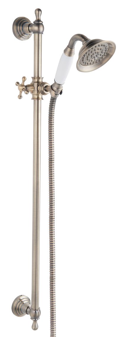 Dušo komplektas FERRO Retro, komplekte stovas 78 cm, dušo galvutės, 150 cm žarna, sendinta bronza, N160BR