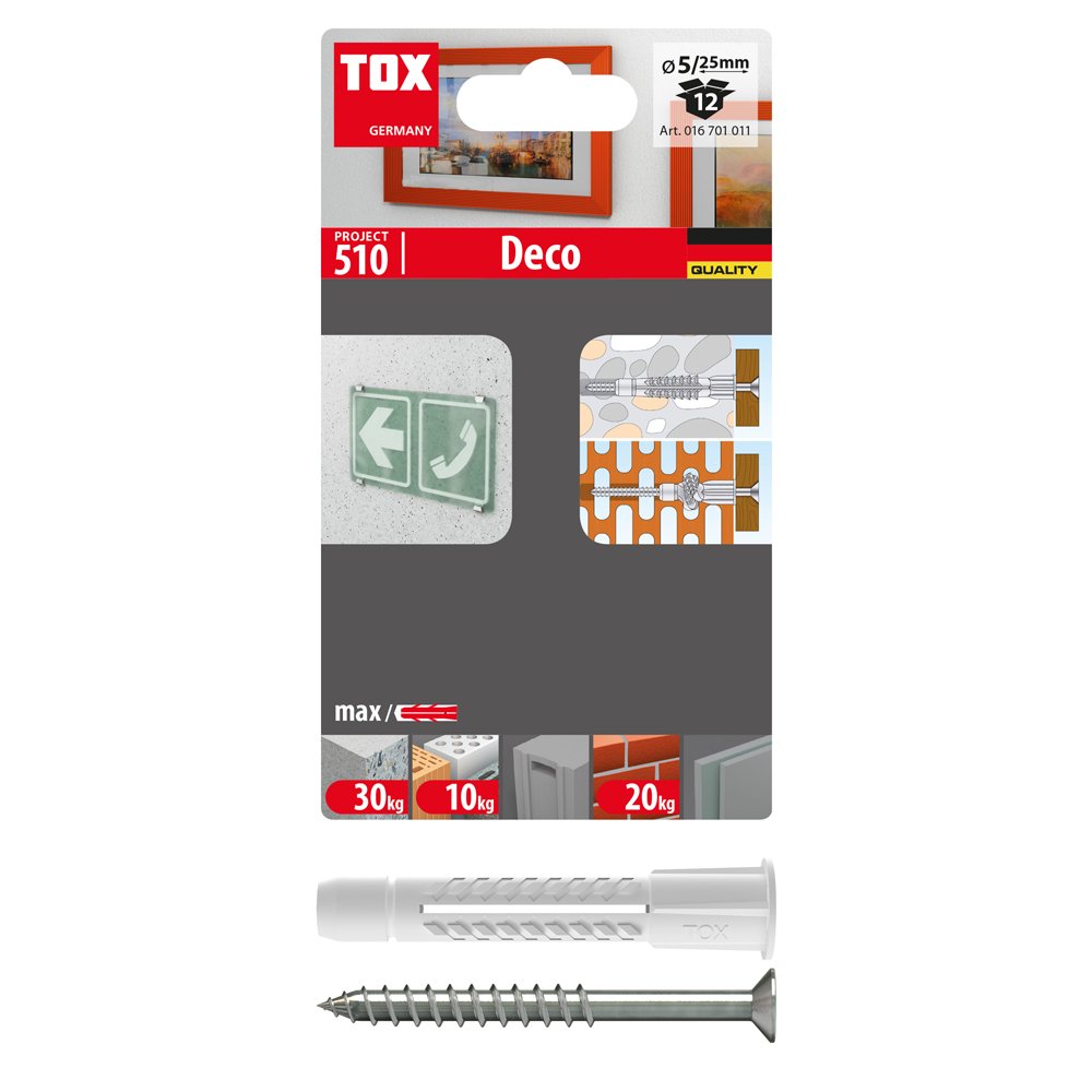 Universalus kaištis TOX, Deco 5/25 + S, 12vnt.