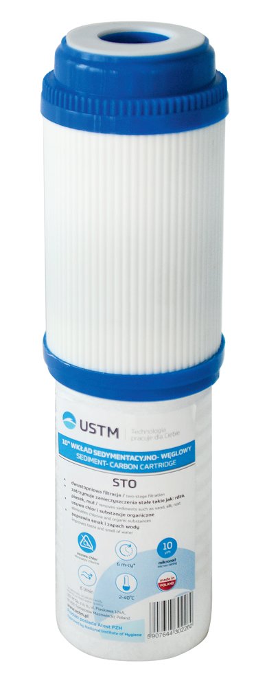 Vandens filtro kasetė USTM STO, 10", PP/anglies, kombinuota