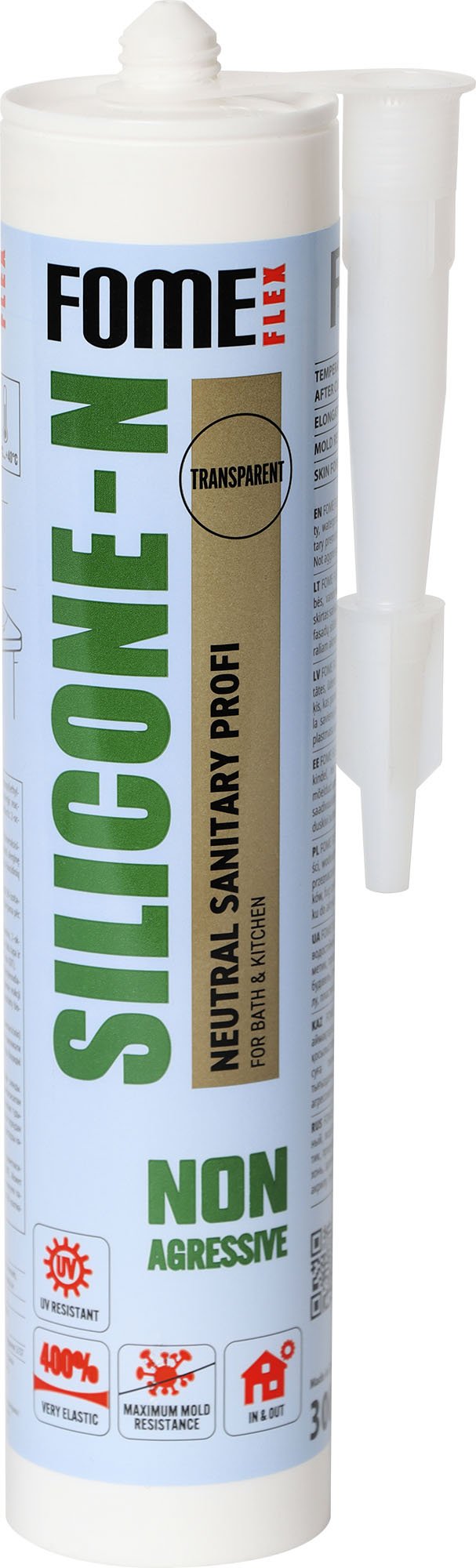 Silikoninis hermetikas FOME FLEX Silicone-N, 300 ml, skaidrus, neutralus