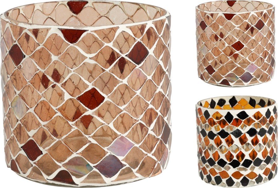 Žvakidė, stiklo mozaika, 2 skirtingi dizainai