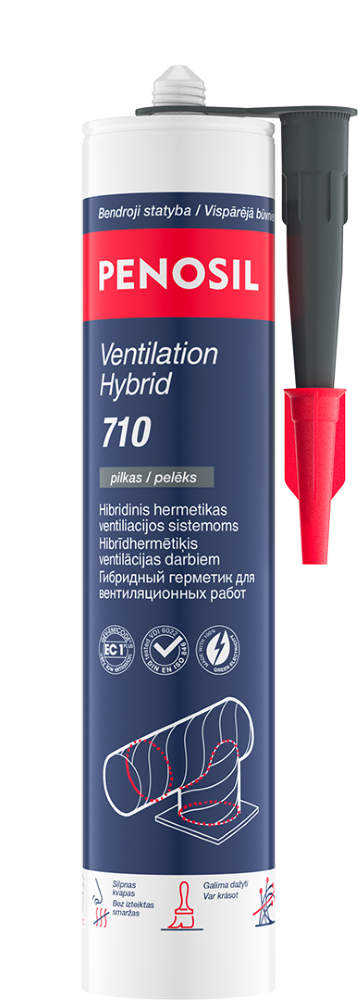 Silikoninis hermetikas PENOSIL Ventilation Hybrid 710, 280 ml, pilkos spalvos