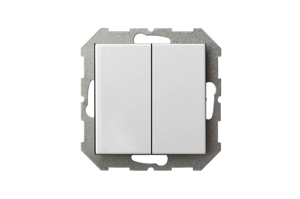 Perjungiklis LIREGUS Epsilon, 2 klavišų, įleidžiamas, baltos sp., sraigtiniai pajungtimo kontaktai, IP6+6.10-001-01.E/B  