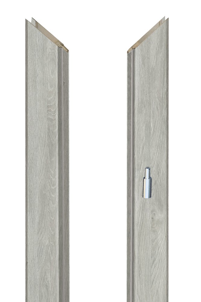 Laminuota durų stakta VOSTER, reguliuojama, su apvadais, kompl. durų varčiai, dešininė, spalva Polar oak, matmenys 100-140 x 80 x 2109 mm, 2 vnt., 110-140 x 80 x 784 mm, 1 vnt.