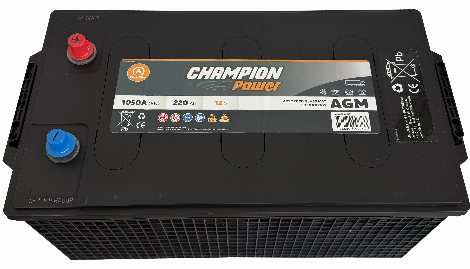 Akumuliatorius AGM CHAMPION POWER 12 V, 220 Ah, 1050 A, EN1050A