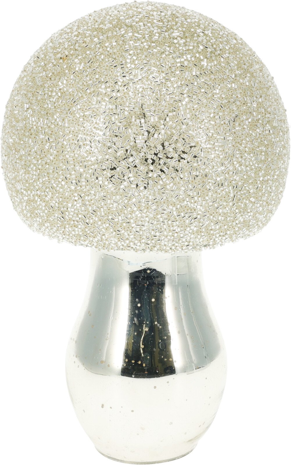 Kalėdinė dekoracija Grybas, stiklas, sidabrinės sp., 10 x 10 x 16 cm