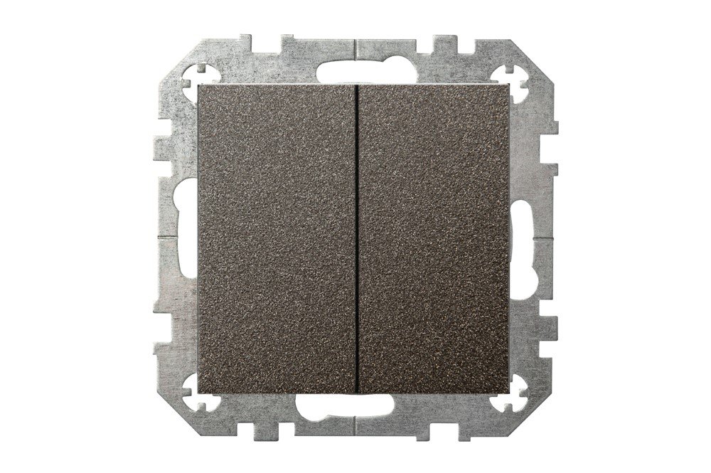 Perjungiklis LIREGUS Epsilon Profi Line, 2 klavišų, įleidžiamas, antracito sp., spyruokliniai pajungimo kontaktai, IP6+6-10-201-01.E/J  