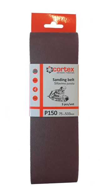 Juosta šlifavimui CORTEX P150, 75 x 533 mm, 3 vnt.