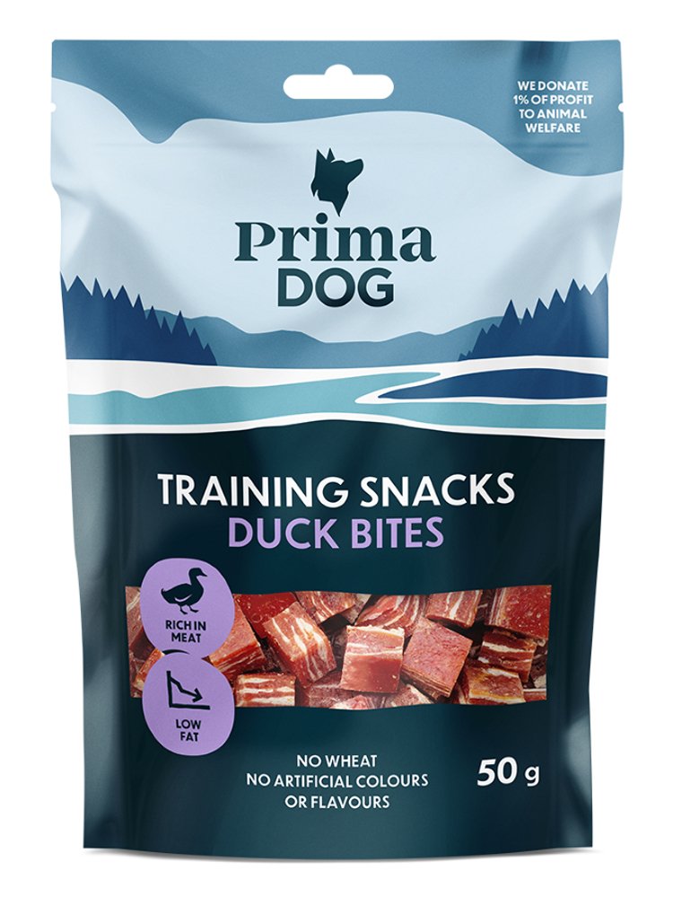 Skanėstas šunims PRIMADOG, antienos kąsneliai, treniravimui, 50g