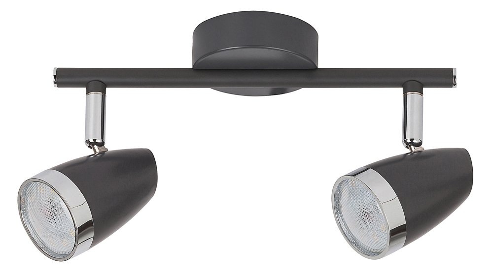 Kryptinis šviestuvas RABALUX Karen, LED, 2 x 4W, 230V, 3000K, 2 x 280 lm, IP20, metalas su plastiku, antracito sp., 255 x 83 x 150 mm, 6513