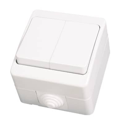 Jungiklis GUNSAN Nemli, 2 klavišų, paviršinis, IP54, baltos sp., GUN10711103