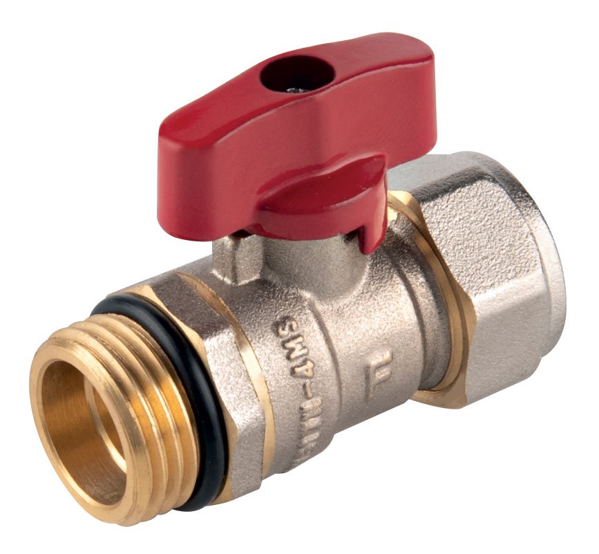 Daugiasluoksnių vamzdžių rutulinis ventilis FERRO, 1/2", 16 x 2 mm, raudonas, KNPEX16