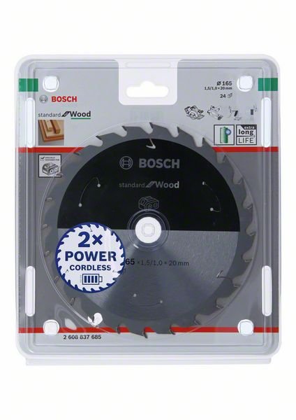 Medienos pjovimo diskas BOSCH, 165x20x1.5/1.0x24T