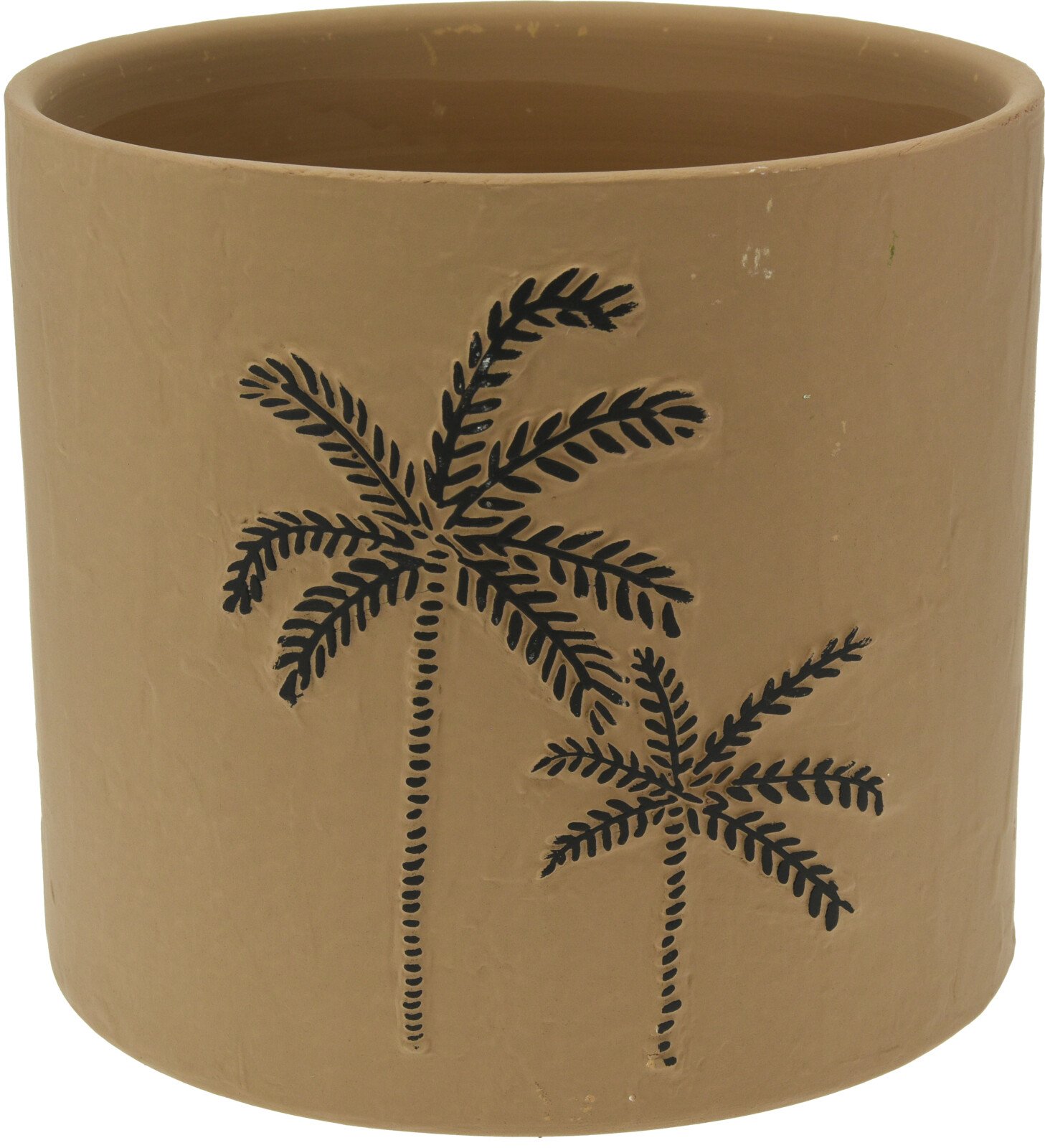 Kambarinis keraminis vazonas Palmės, rudos sp., 16,5 x 16,5 x 15 cm.