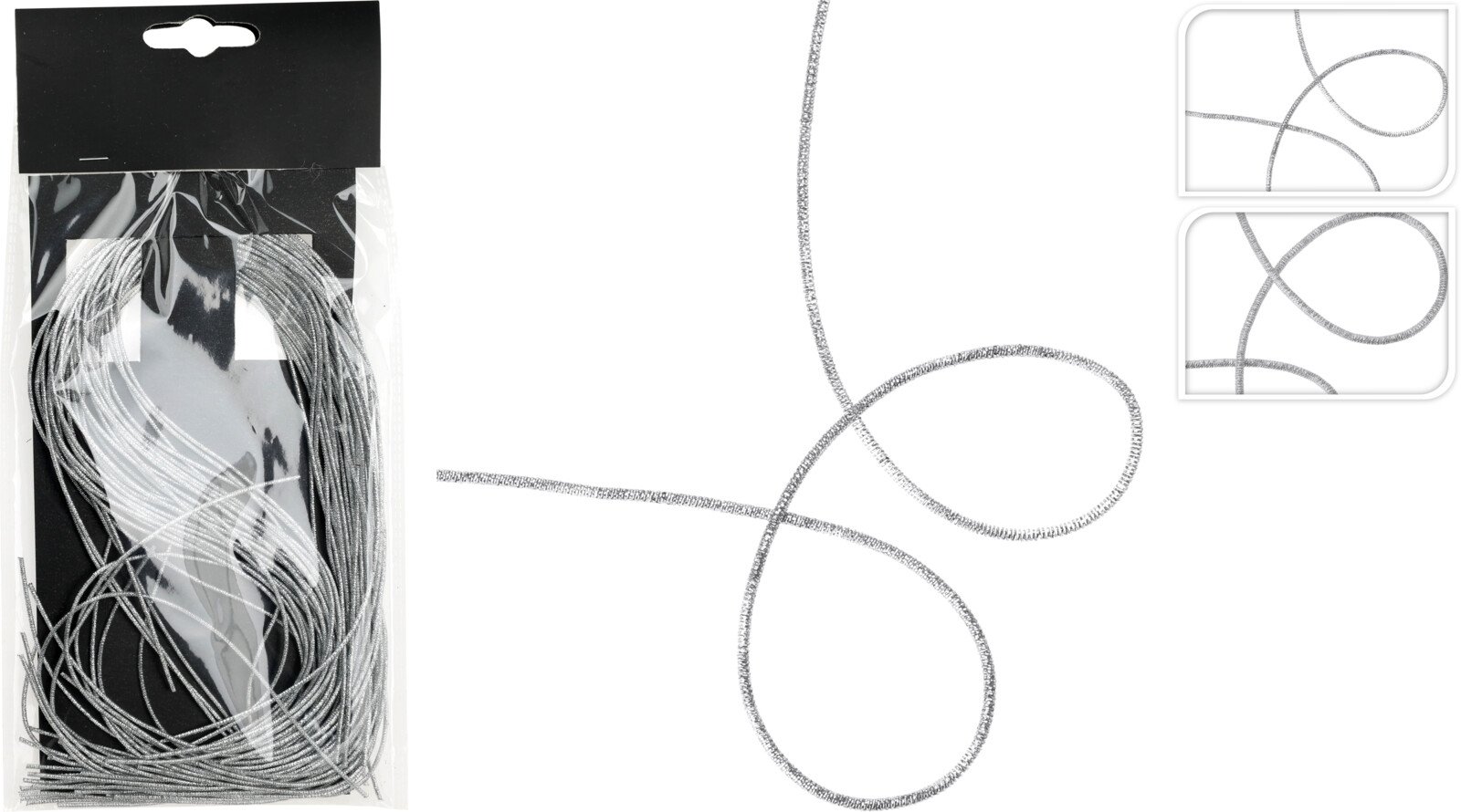 Blizgučių dekoracija, su viela, sidabro sp., 2 skirtingų storių