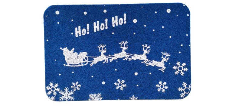 Durų kilimėlis RICCO Xmas, HO HO HO, 40 x 60 cm, 100% poliesteris, mėlynas, 870-001