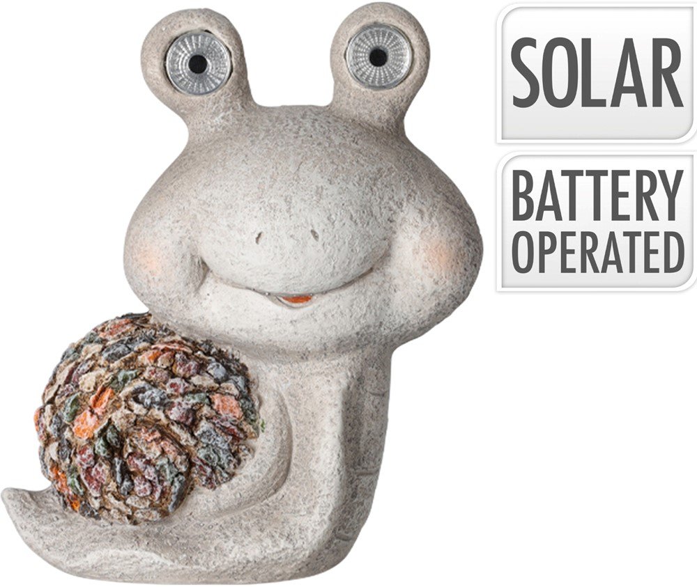 Sodo dekoracija SRAIGĖ, šviečiančiomis akimis, pilkos sp., 26,5 x 14,5 x 31 cm.