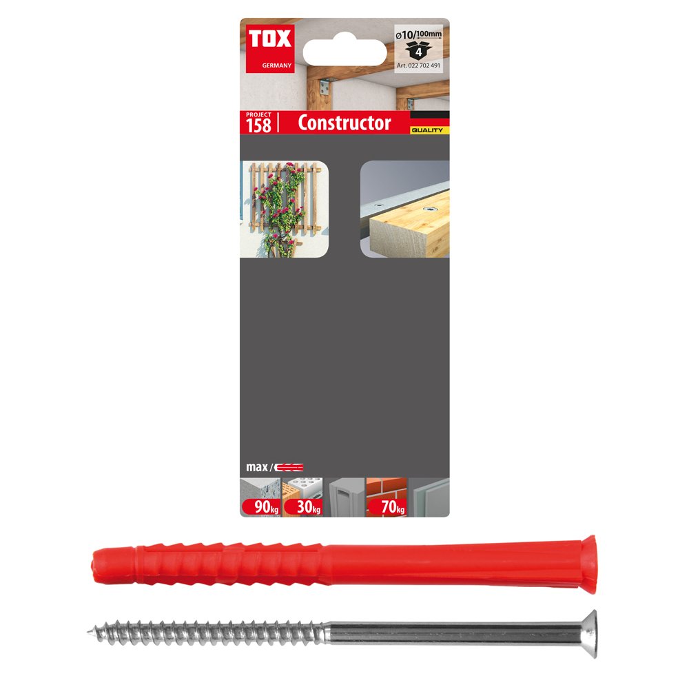 Universalus kaištis su sraigtu TOX Constructor, 10/100, 4 vnt.