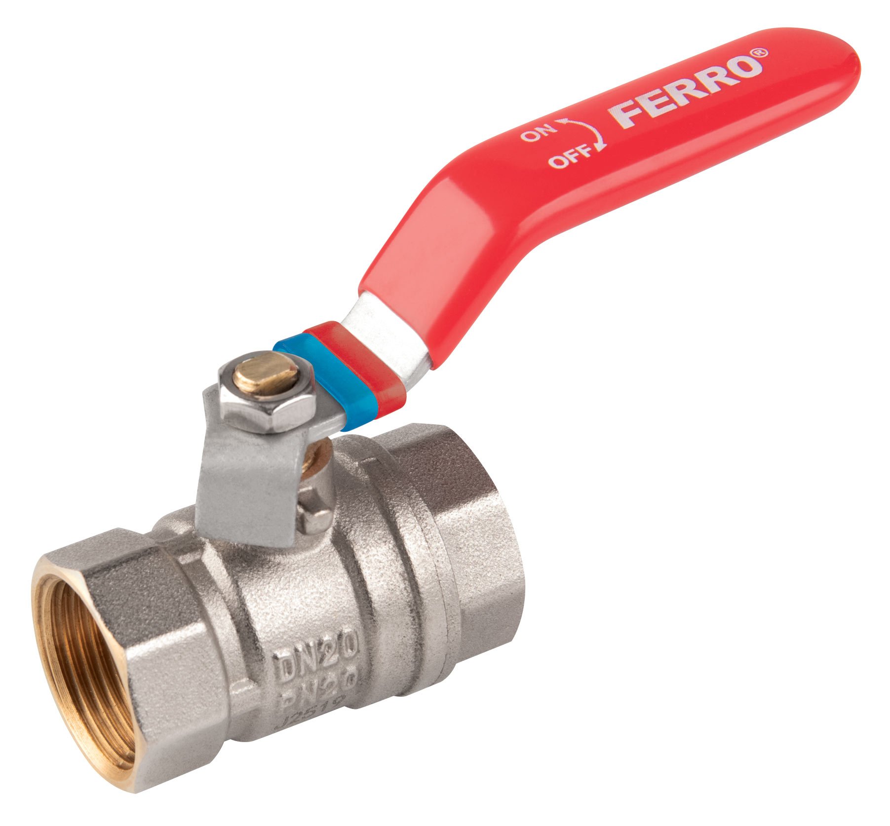 Rutulinis ventilis FERRO Comfort, ilga rankena, vidus-vidus, 1 "