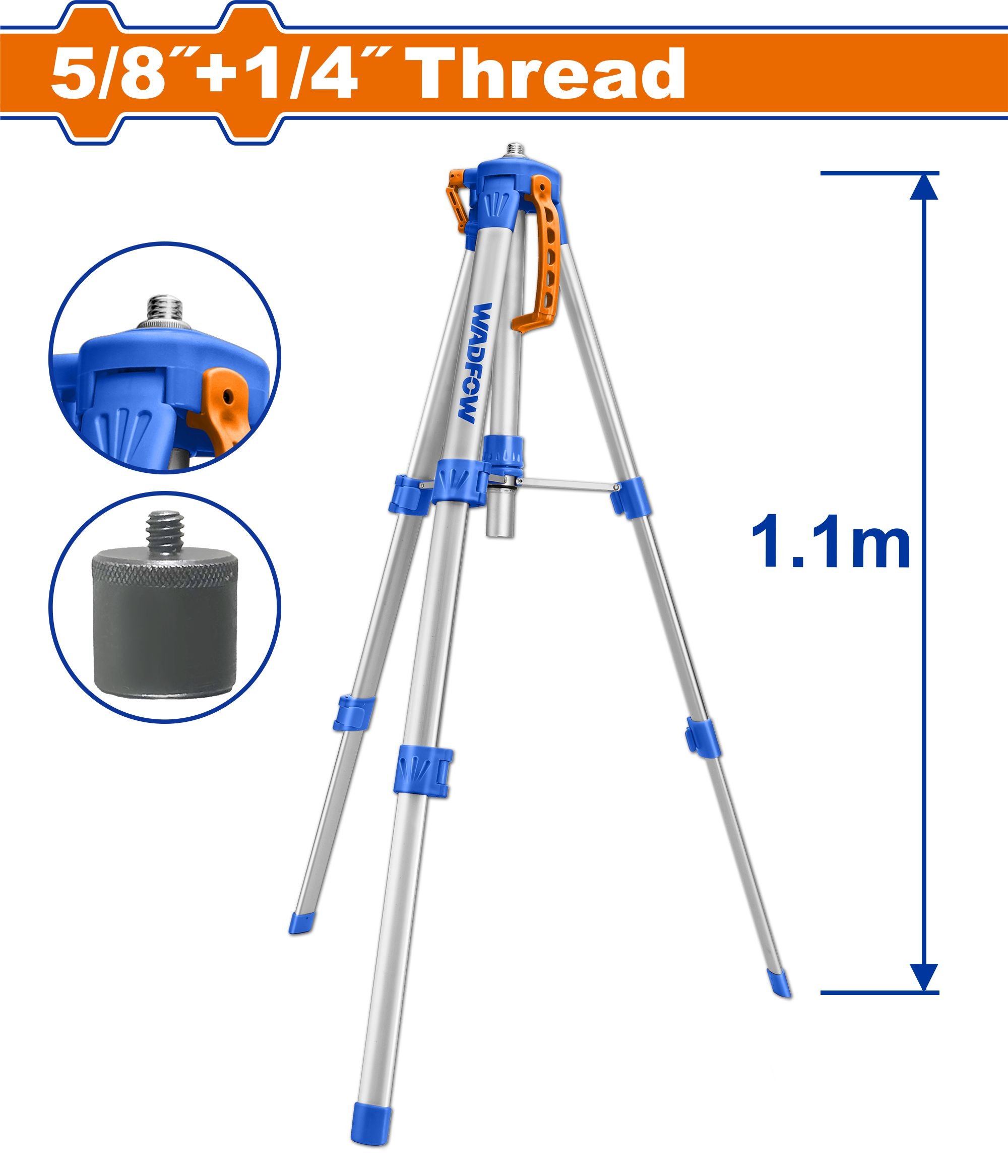 Trikojis lazeriniam gulsčiukui WADFOW, 5/8" ir 1/4", 0,45-1,1 m, WLE9301