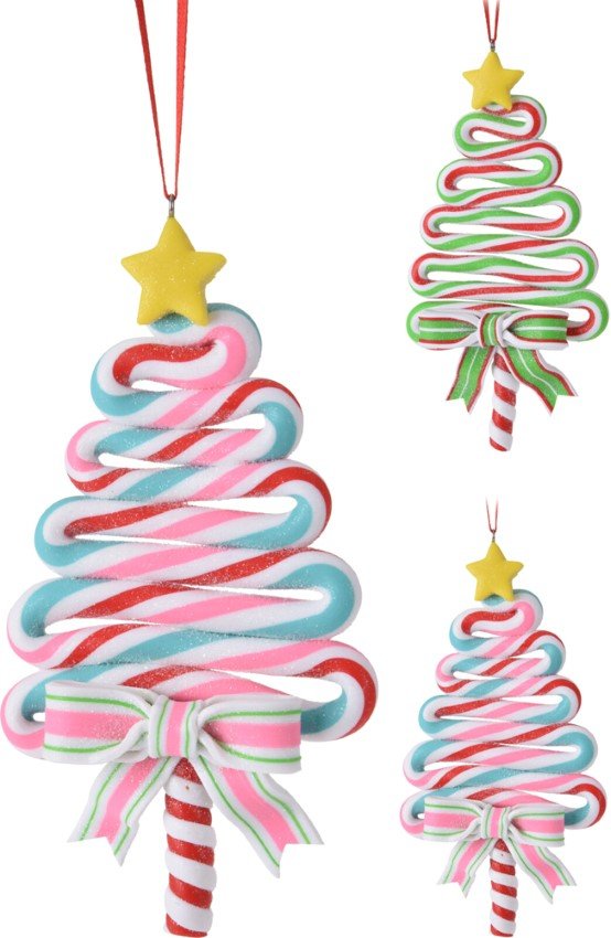 Eglutės žaisliukas Saldainis, eglutės formos, 2-jų dizainų, 140 x 20 x 85 mm