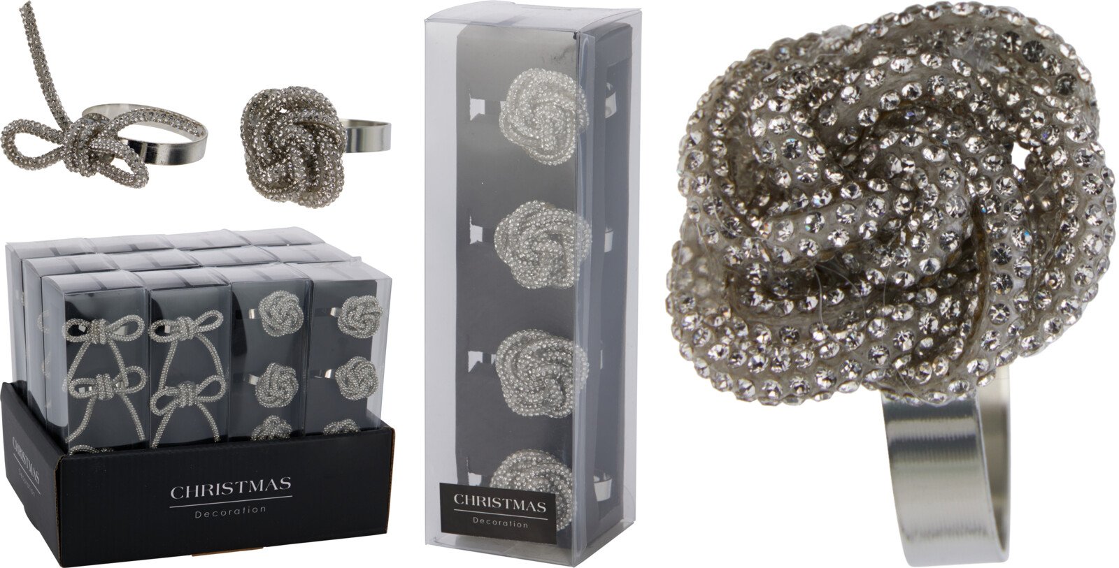 Servetėlių žiedų rinkinys, 4 vnt., su sidabro sp. karoliukais