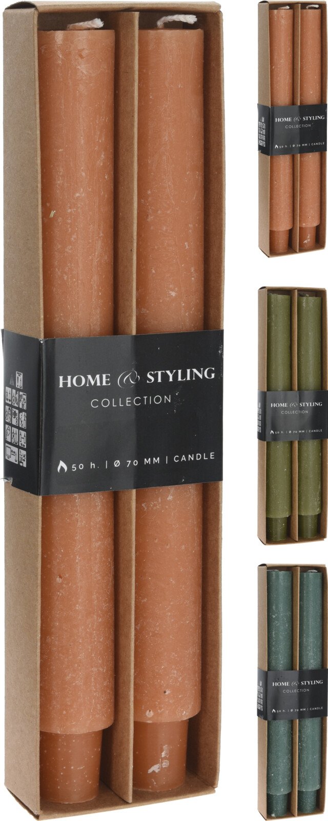 Žvakių rinkinys, 2 vnt., įvairių sp., 3 x 25 cm