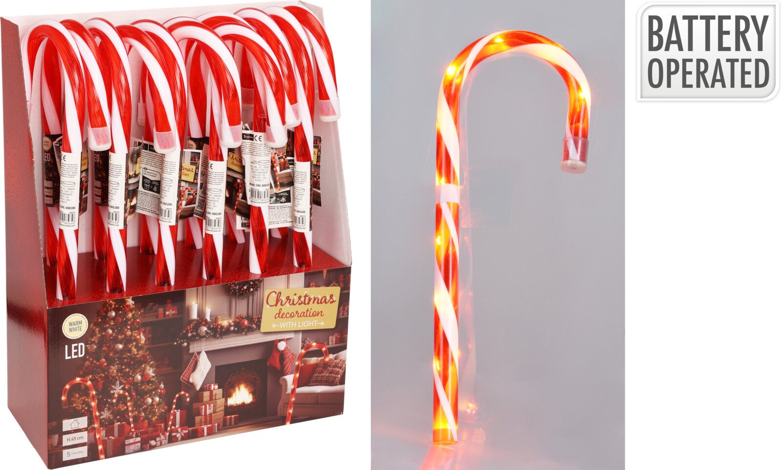 Kalėdinė LED dekoracija Ledinukas, su baterijomis, šiltos sp. lemputės, 130 x 14 x 450 mm