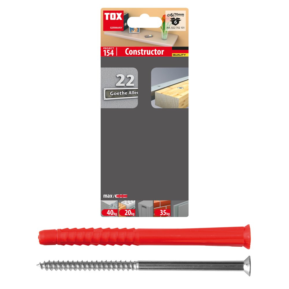 Universalus kaištis su sraigtu TOX Constructor, 6/70, 6 vnt.