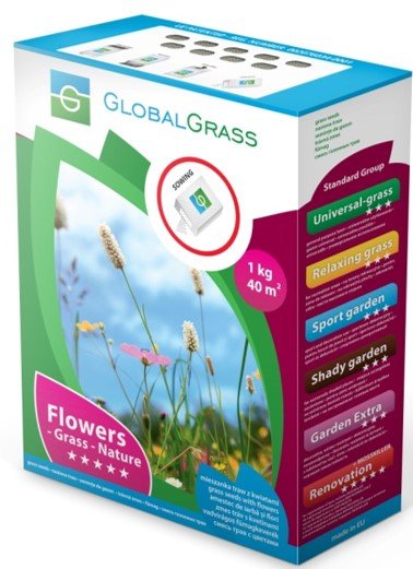 Žolių sėklų mišinys GlobalGrass FLOWERS-GRASS-NATURE, 0,5 kg