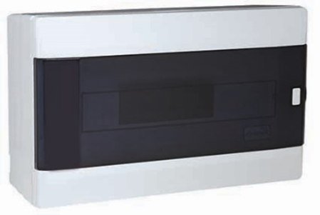 Automatinių išjungiklių skydelis MIRSA M4061, 9 modulių, paviršinis, baltas su skaidriomis durelėmis, IP40, 120x200x100mm